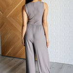 Hilary Wide Leg Jumpsuit in Grey - Evergreen Boutique