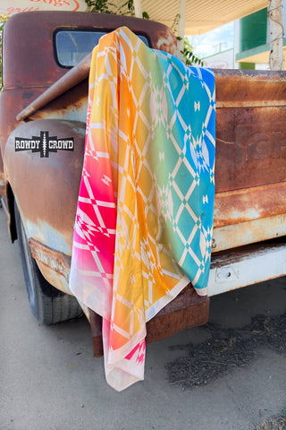 Aztec Rainbow Wild Rag/ Scarf - Evergreen Boutique