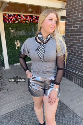 Mustang Mesh Sleeve Top - Evergreen Boutique