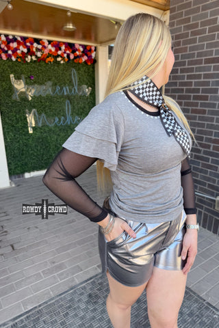 Mustang Mesh Sleeve Top - Evergreen Boutique
