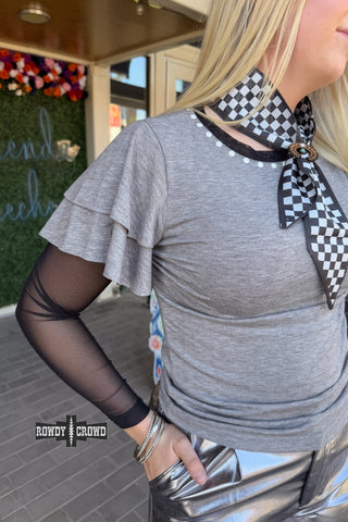 Mustang Mesh Sleeve Top - Evergreen Boutique