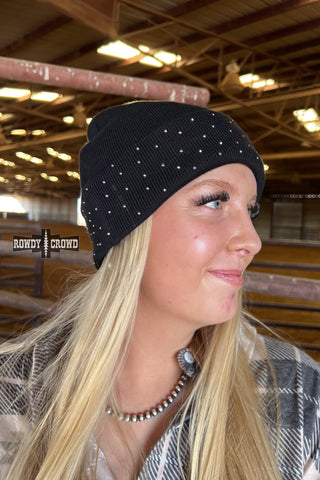 BLACK- Shine Bright Beanie - Evergreen Boutique