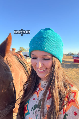 TURQUOISE-Shine Bright Beanie - Evergreen Boutique