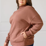 Make No Mistake Mock Neck Pullover in Cocoa - Evergreen Boutique