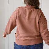 Make No Mistake Mock Neck Pullover in Cocoa - Evergreen Boutique