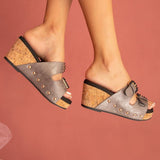 Modapasso Brianna Cork Design Wedge Sandal