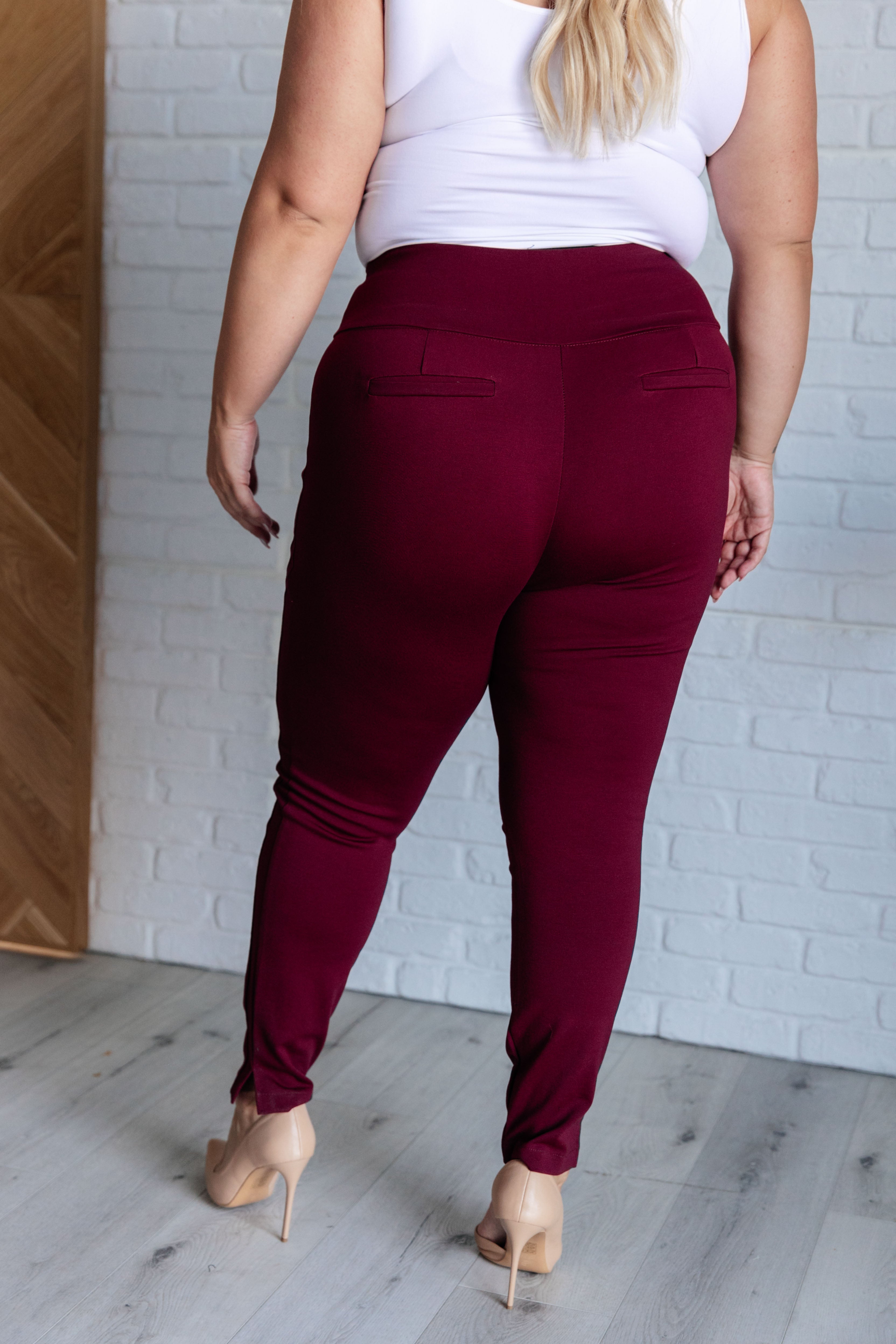 Magic Skinny 28" Pants in Wine - Evergreen Boutique