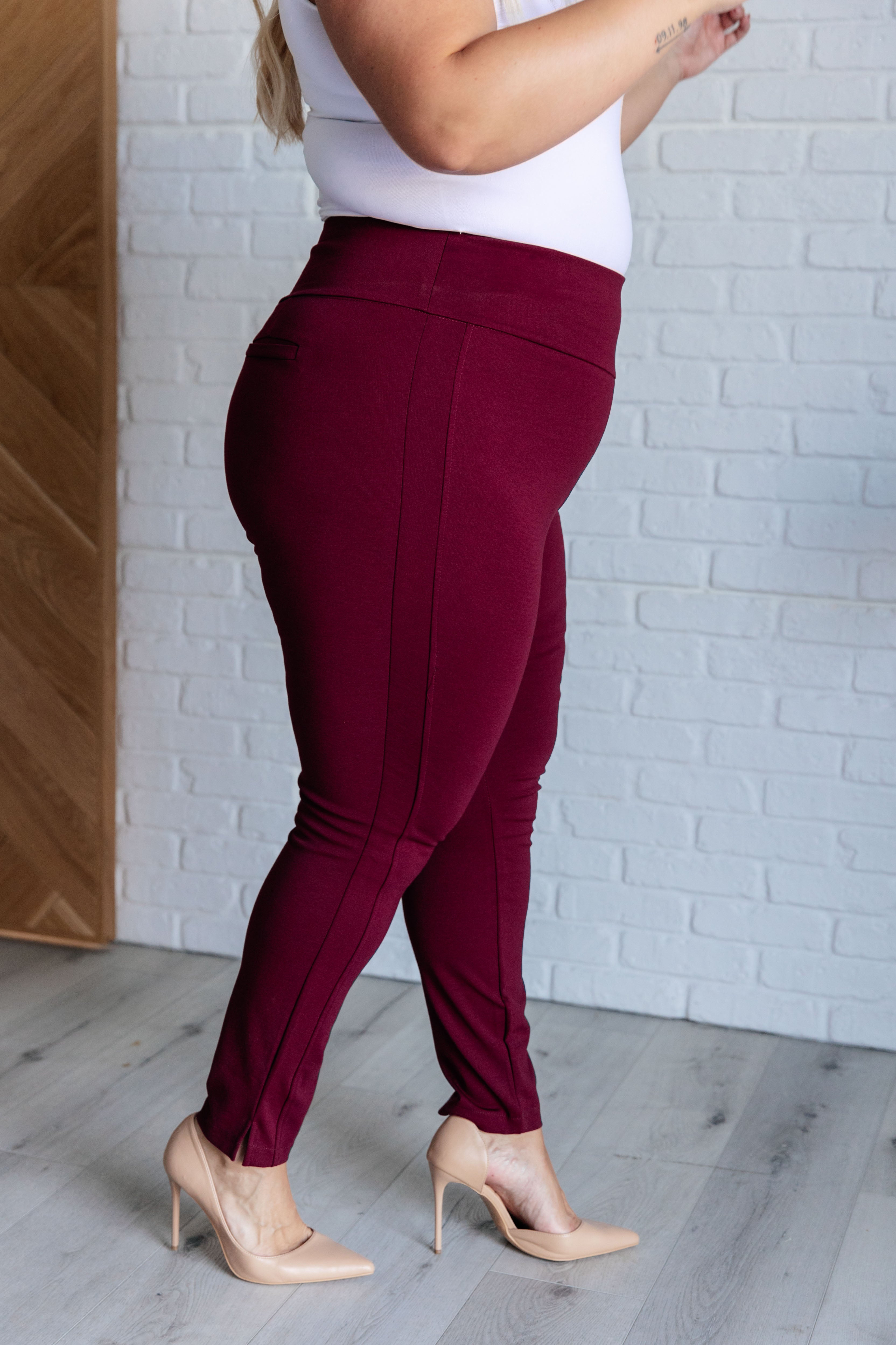 Magic Skinny 28" Pants in Wine - Evergreen Boutique