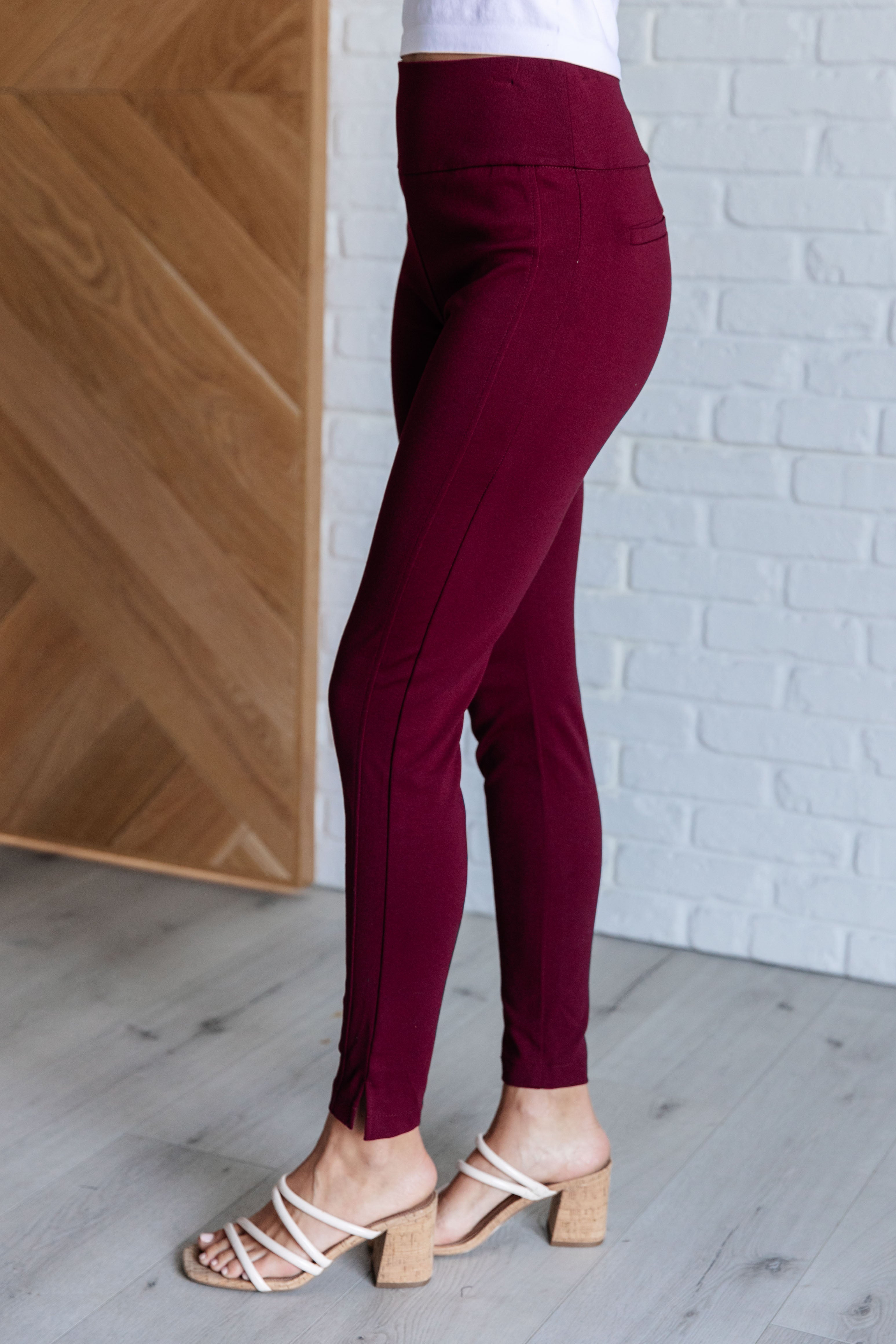 Magic Skinny 28" Pants in Wine - Evergreen Boutique