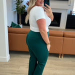 Dear Scarlett Magic Straight Pants in Hunter Green - Evergreen Boutique