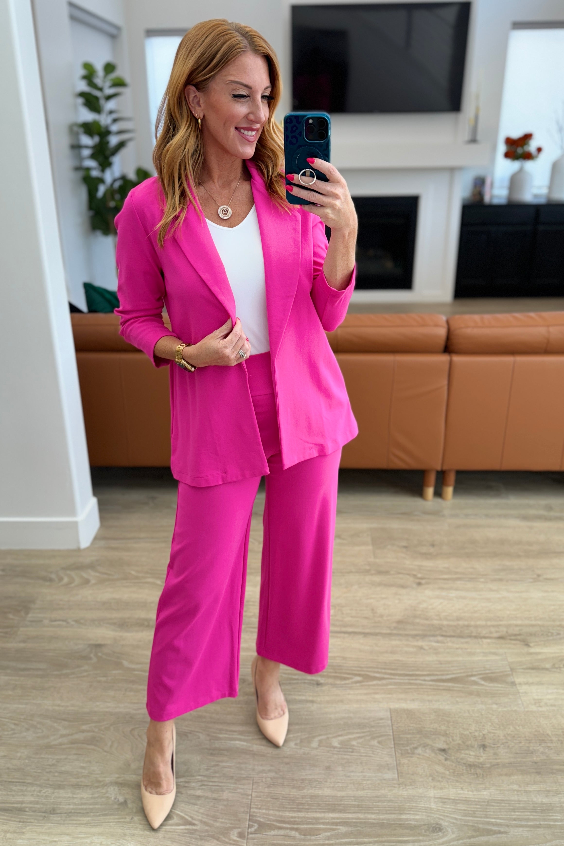 Magic Wide Leg Crop Pants in Hot Pink - Evergreen Boutique