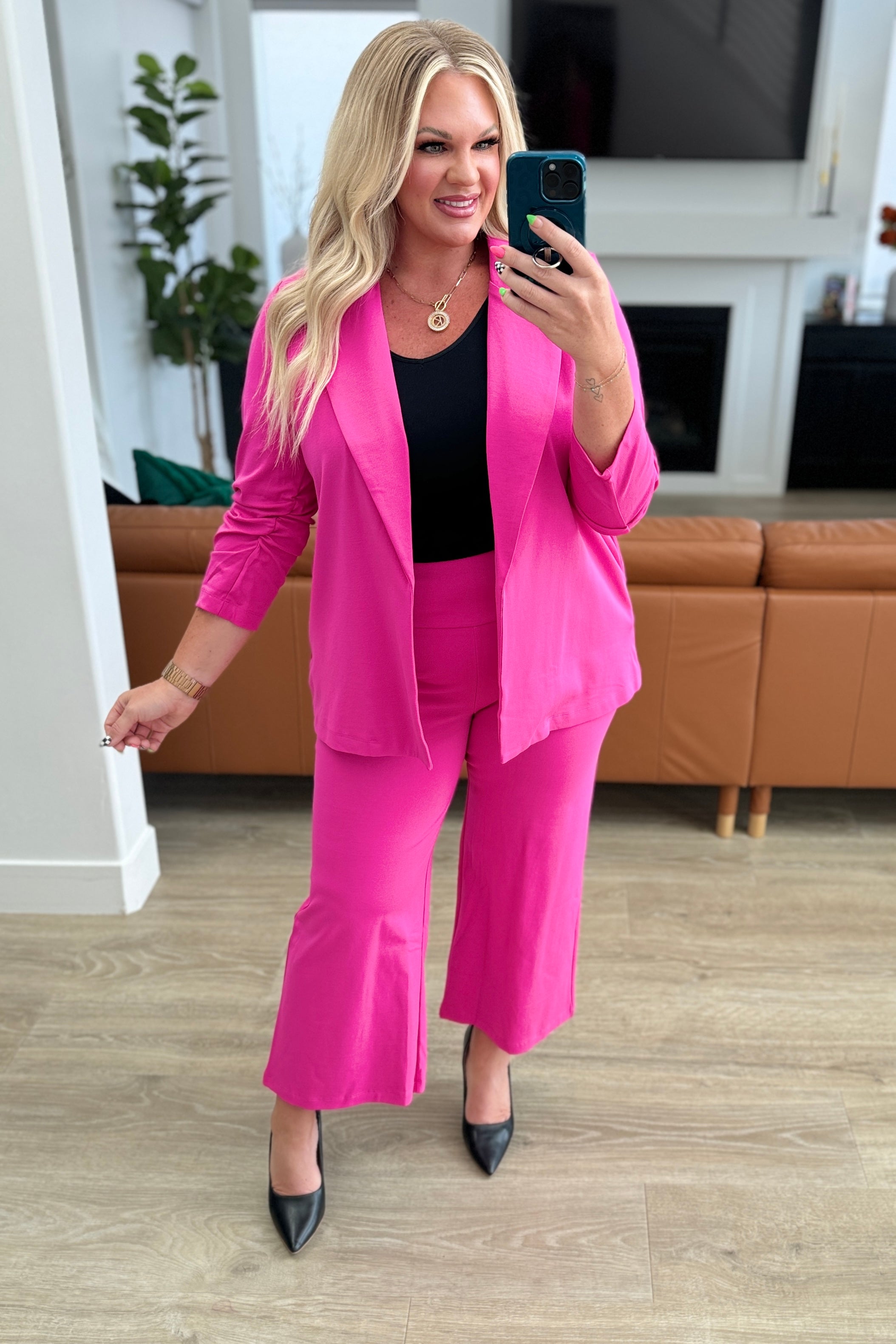 Magic Wide Leg Crop Pants in Hot Pink - Evergreen Boutique