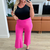 Magic Wide Leg Crop Pants in Hot Pink - Evergreen Boutique