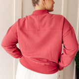 Make No Mistake Mock Neck Pullover in Cranberry - Evergreen Boutique