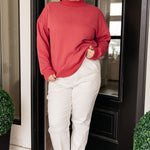 Make No Mistake Mock Neck Pullover in Cranberry - Evergreen Boutique