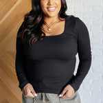 Never Imitated Long Sleeve Top in Black - Evergreen Boutique