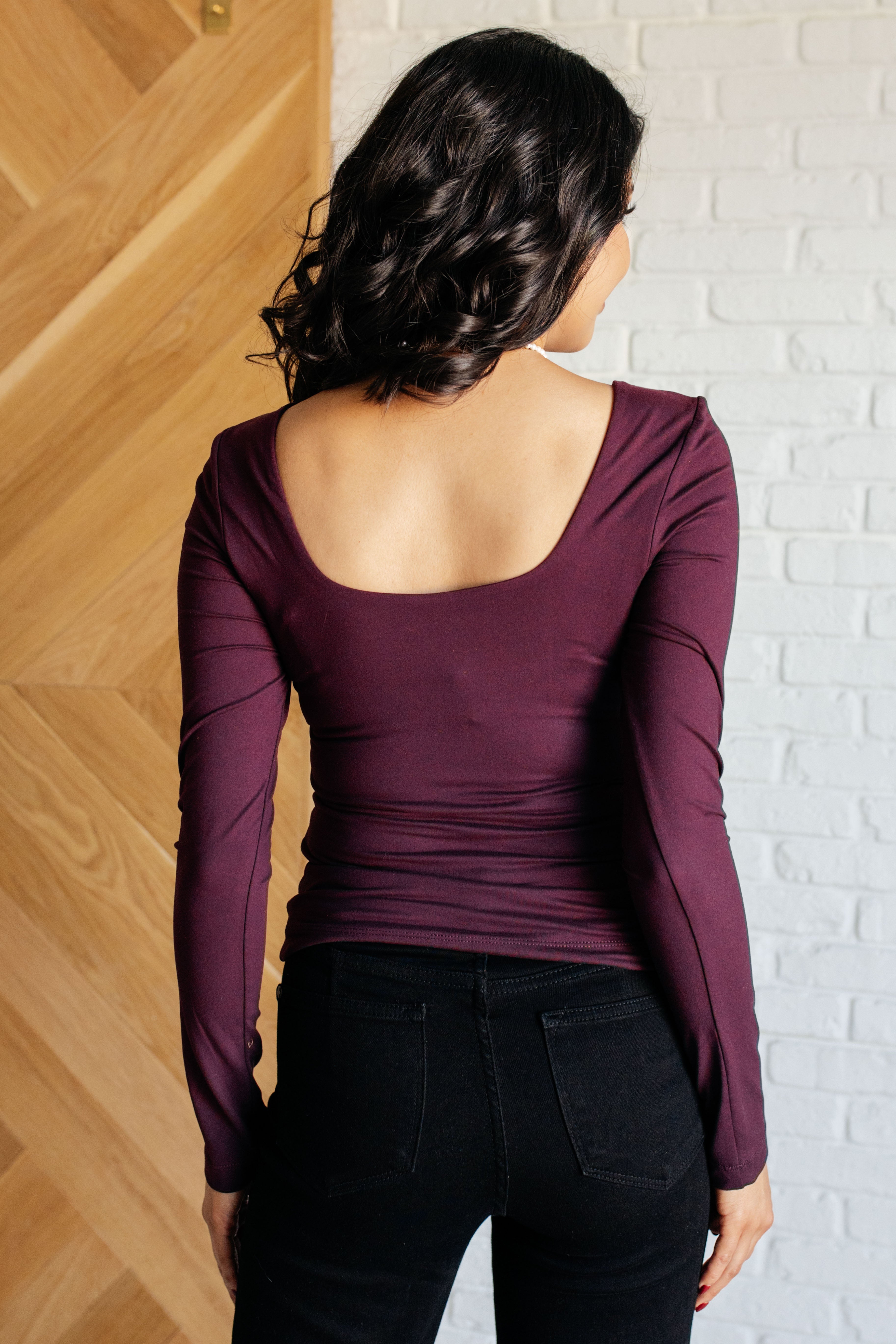 Never Imitated Long Sleeve Top in Cassis - Evergreen Boutique