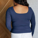 Never Imitated Long Sleeve Top in Navy - Evergreen Boutique