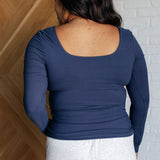 Never Imitated Long Sleeve Top in Navy - Evergreen Boutique