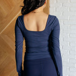 Never Imitated Long Sleeve Top in Navy - Evergreen Boutique