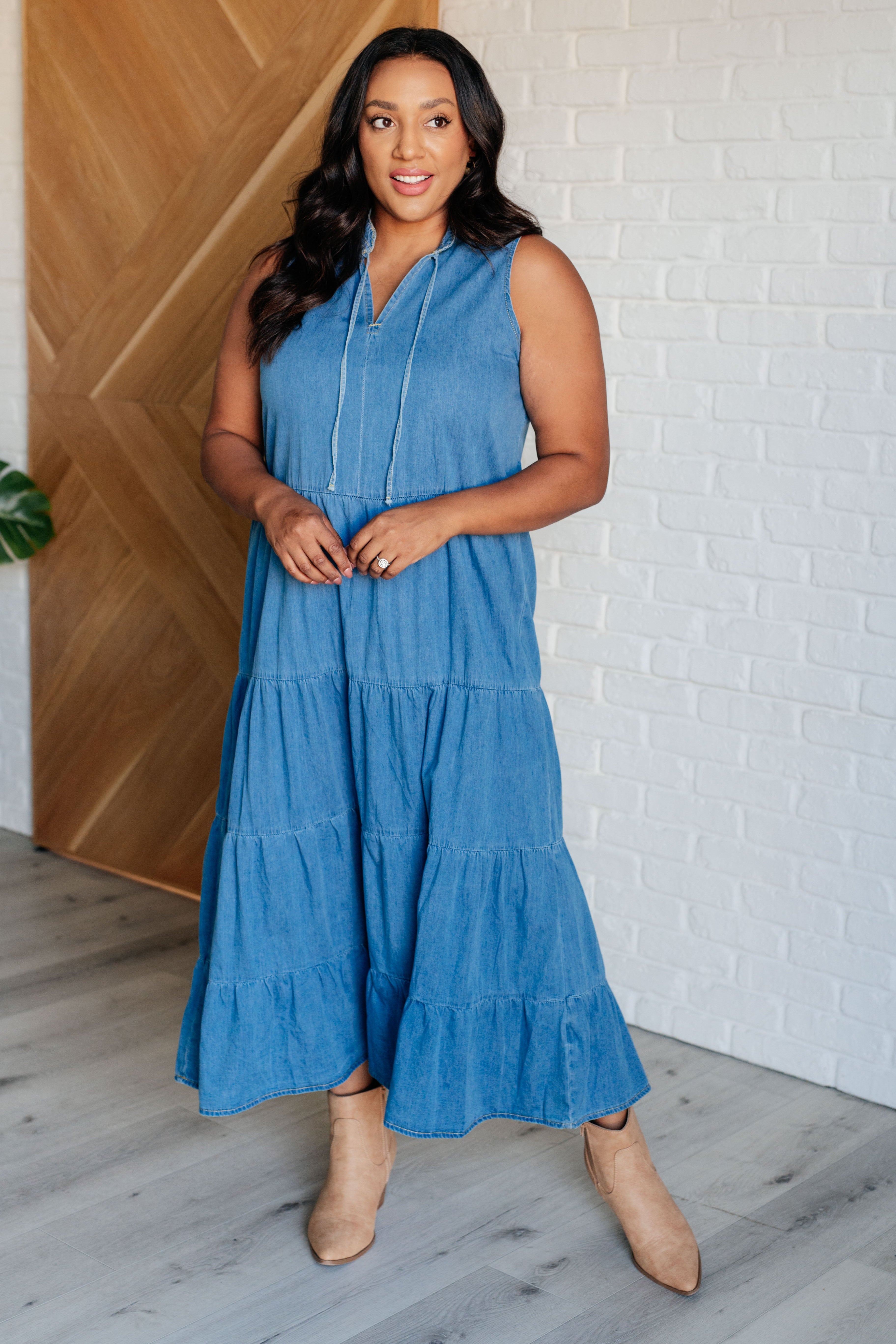 Perfect Choice Denim Maxi Dress - Evergreen Boutique