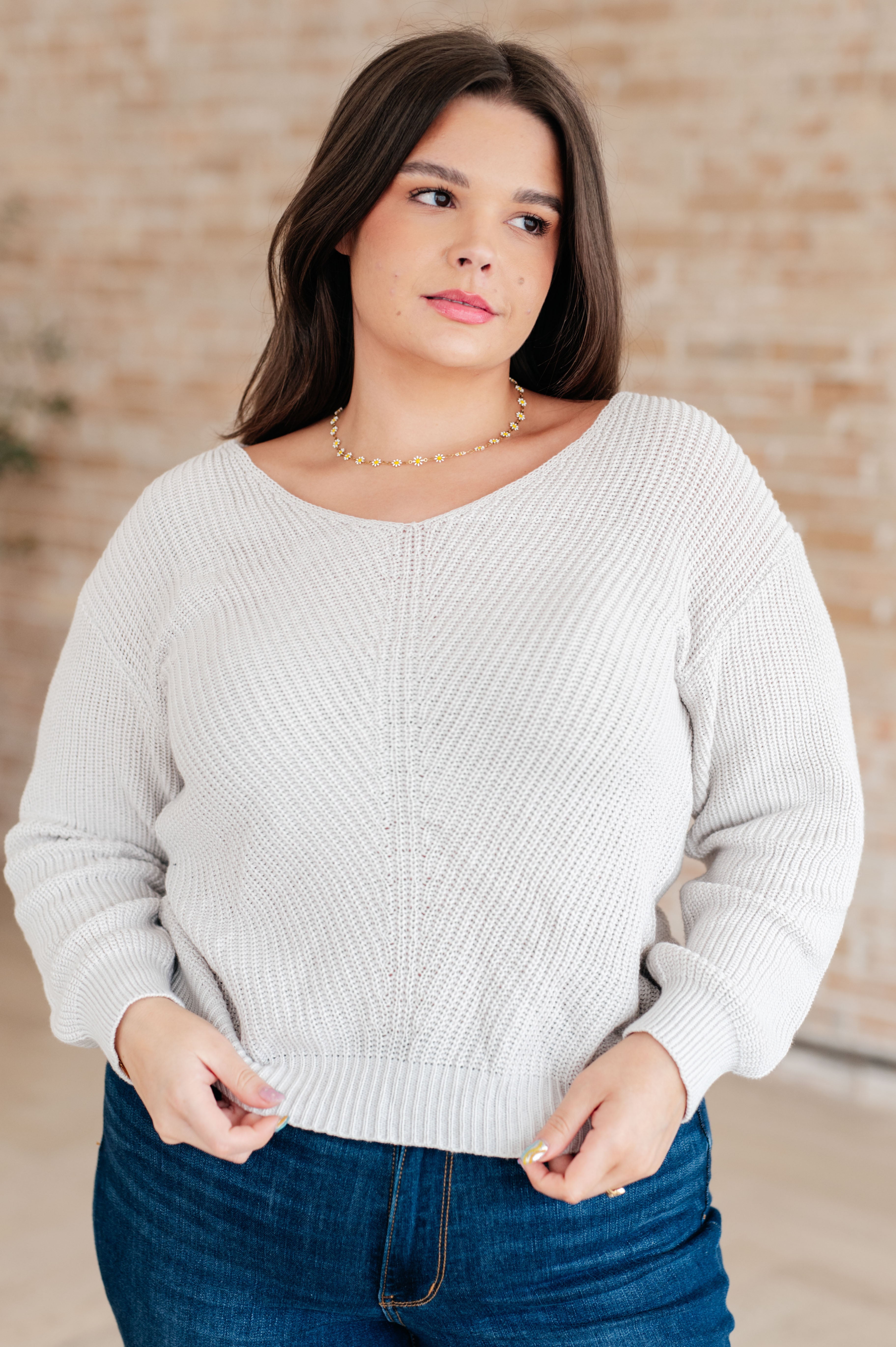 Told You So Ribbed Knit V Neck Sweater - Evergreen Boutique