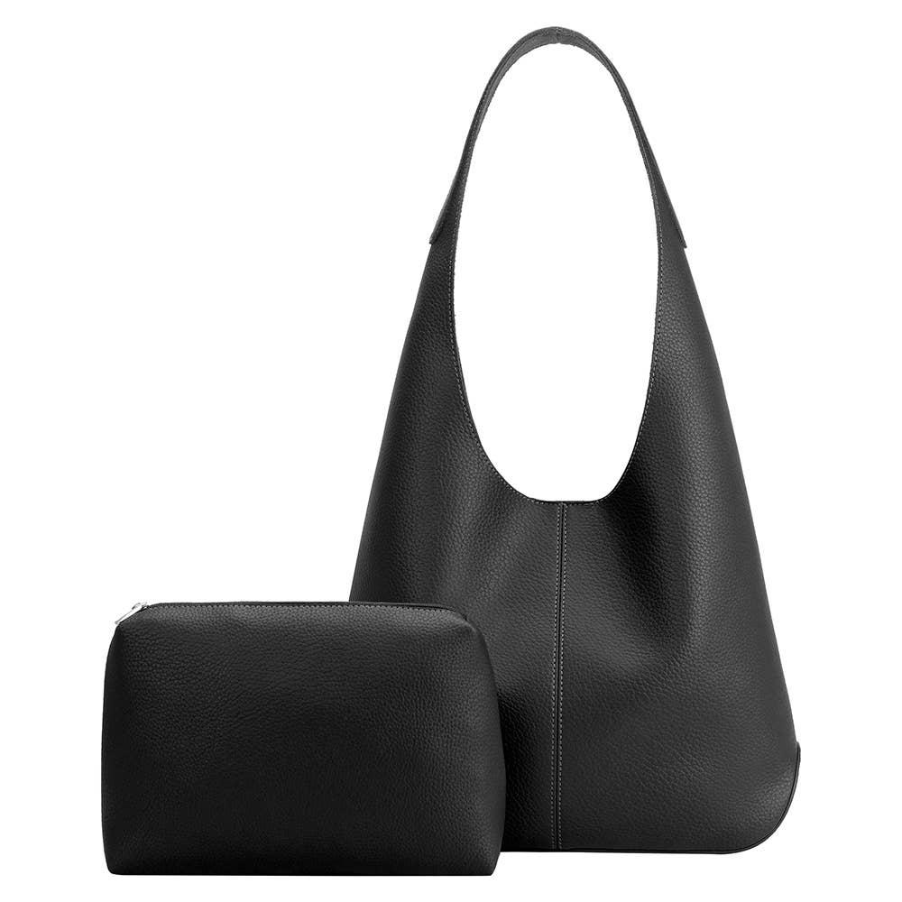 Melie Bianco Kenya Black Recycled Vegan Shoulder Bag - Evergreen Boutique