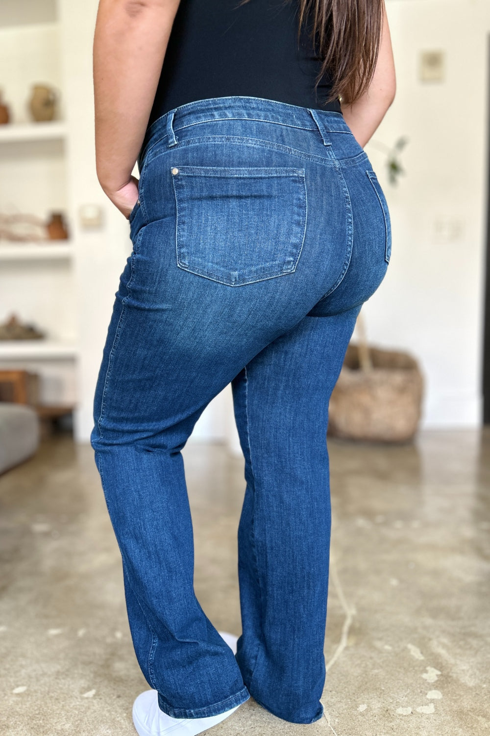 Judy Blue Full Size Tummy Control Straight Jeans-Evergreen Boutique