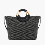 Midnight Lurex Wicker Handle Tote - Evergreen Boutique