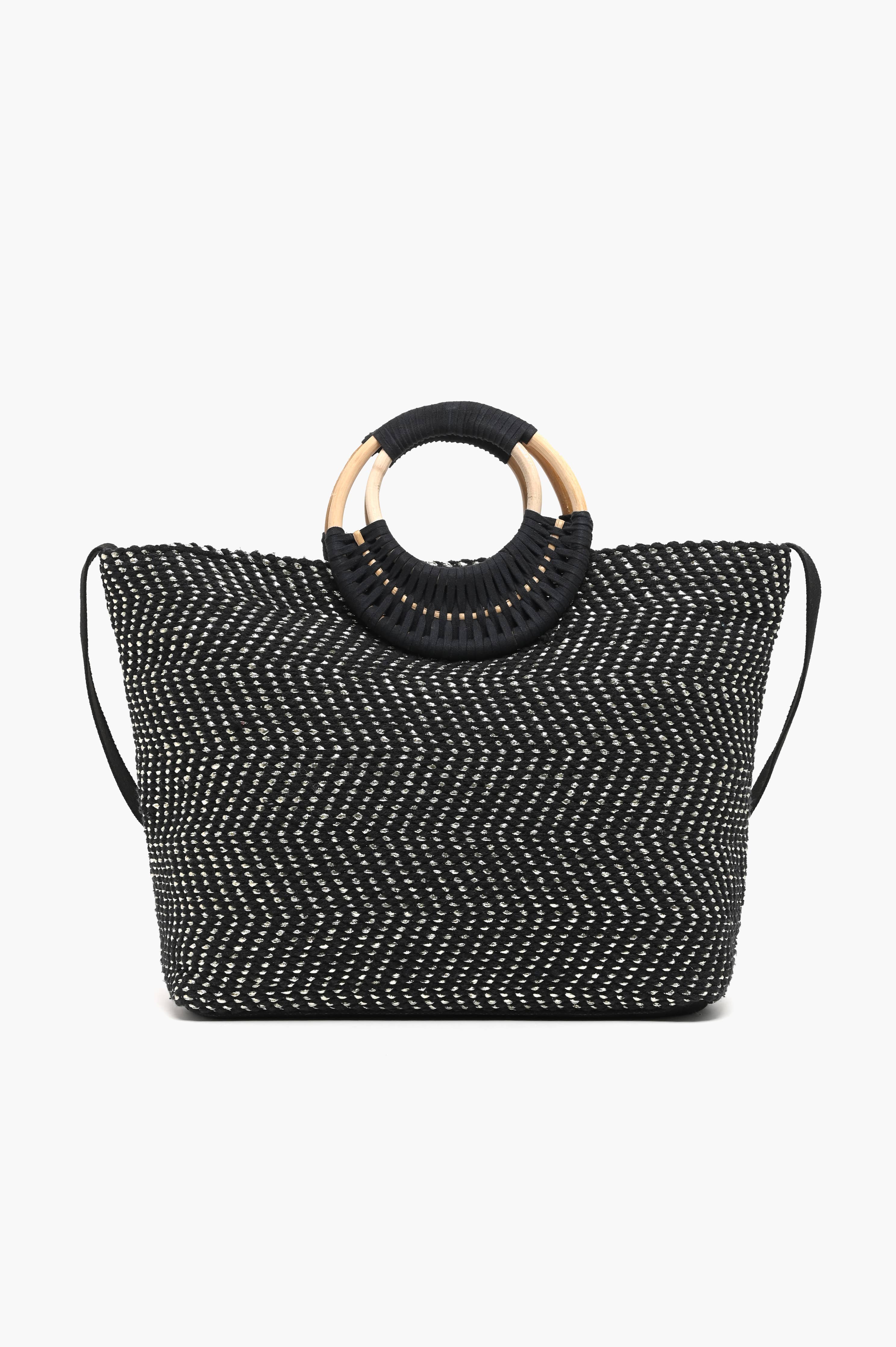 Midnight Lurex Wicker Handle Tote - Evergreen Boutique