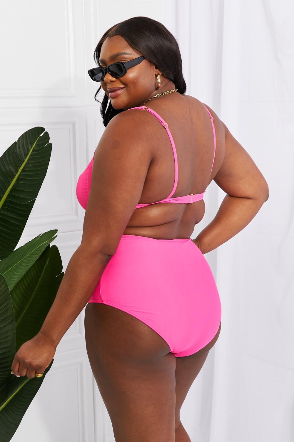 Marina West Swim Take A Dip Twist High-Rise Bikini in Pink-Evergreen Boutique