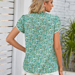 Floral Notched Neck Blouse-Evergreen Boutique