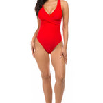 PLEATED CROSS GATHERING LOW V ONE PIECE-Evergreen Boutique