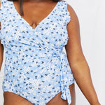 Marina West Swim Full Size Float On Ruffle Faux Wrap One-Piece in Blossom Blue-Evergreen Boutique