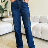 Judy Blue Full Size High Waist Straight Cargo Jeans-Evergreen Boutique