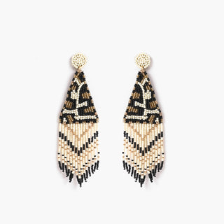 Leopard Bead Fringe Earrings - Evergreen Boutique