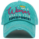 I AM A WOMAN Washed Vintage Ball Cap - Evergreen Boutique