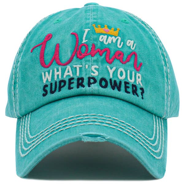 I AM A WOMAN Washed Vintage Ball Cap - Evergreen Boutique