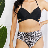 Marina West Swim Summer Splash Halter Bikini Set in Black-Evergreen Boutique