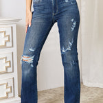 Judy Blue Full Size Mid Rise Hand Sand & Destroy Bootcut Jeans-Evergreen Boutique