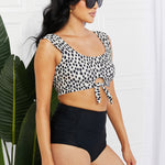 Marina West Swim Sanibel Crop Swim Top and Ruched Bottoms Set in Black-Evergreen Boutique