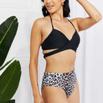 Marina West Swim Summer Splash Halter Bikini Set in Black-Evergreen Boutique