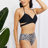 Marina West Swim Summer Splash Halter Bikini Set in Black-Evergreen Boutique