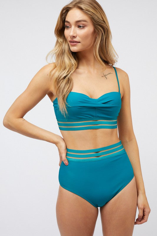 Solid Two Piece Swimsuit-Evergreen Boutique