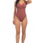 PLEATED CROSS GATHERING LOW V ONE PIECE-Evergreen Boutique