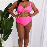 Marina West Swim Take A Dip Twist High-Rise Bikini in Pink-Evergreen Boutique