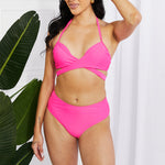 Marina West Swim Summer Splash Halter Bikini Set in Pink-Evergreen Boutique