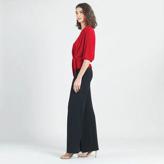 Molly Side Tie Draped Wrinkle Free Top - Evergreen Boutique
