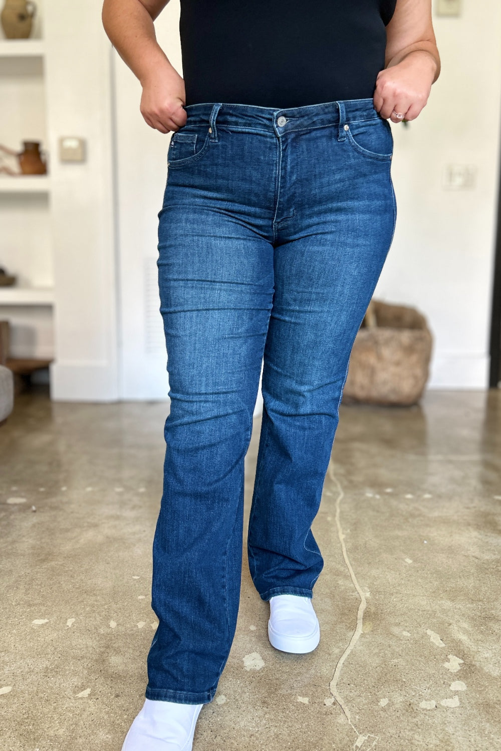 Judy Blue Full Size Tummy Control Straight Jeans-Evergreen Boutique