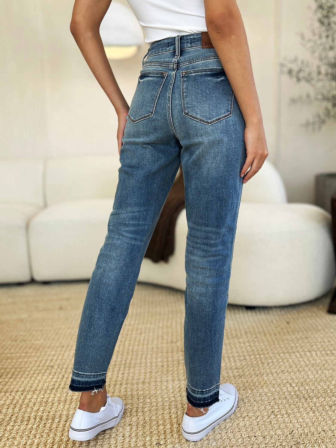 Judy Blue Full Size Mid Rise Rigid Magic Release Hem Jeans - Evergreen Boutique